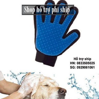 Hỗ trợ Ship-  -Găng tay chải lông, lấy lông rụng cho chó mèo (TAY PHẢI ) (hanpet 350) Gang tay siêu dính lông thú cưng /