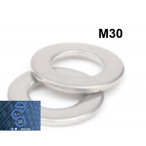 Long đen inox, vòng đệm inox phẳng M30, SUS304 Combo 10 chiếc
