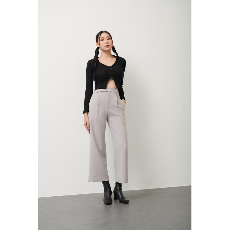 Quần dài tây lưng gài lệch 1 ly thời trang GAGO màu xám GO4182