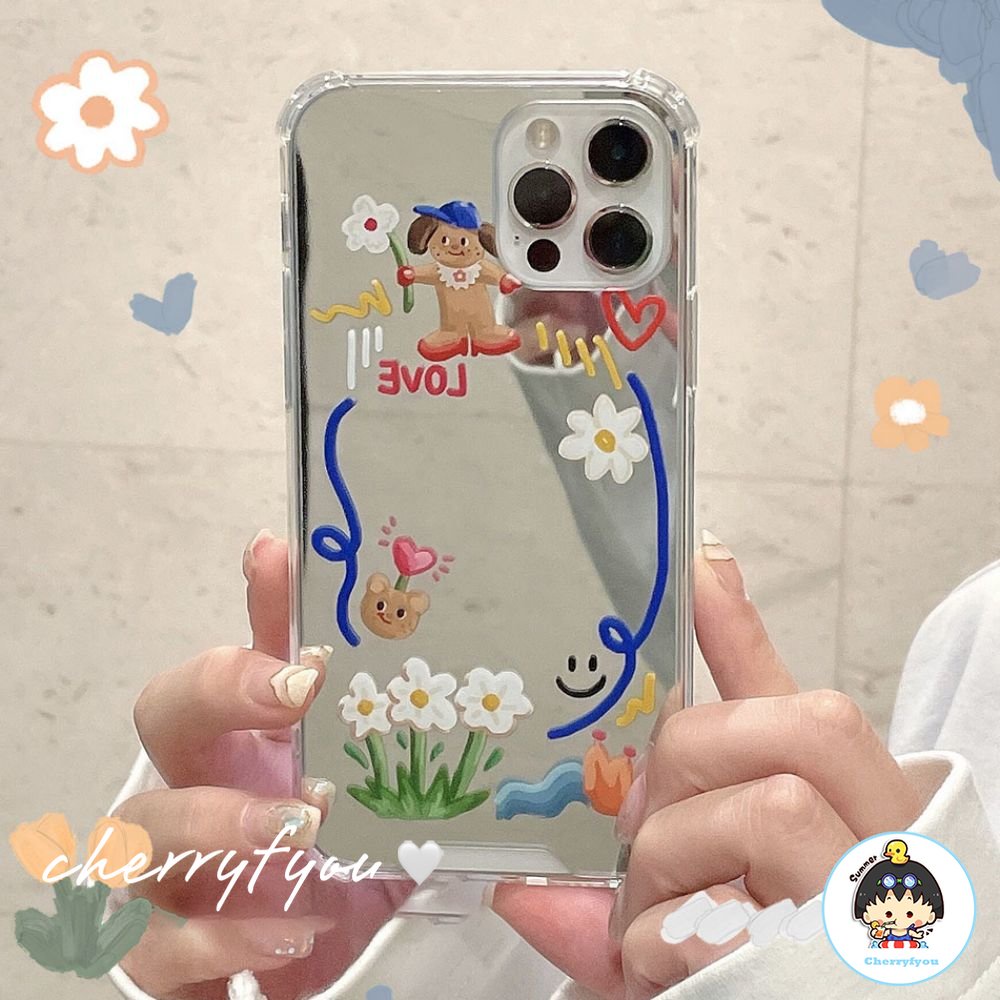 Ốp Điện Thoại TPU Mềm Tráng Gương Chống Sốc In Hình Vẽ Chó Doodle Thời Trang Cho IPhone 14 13 12 11 Pro Max