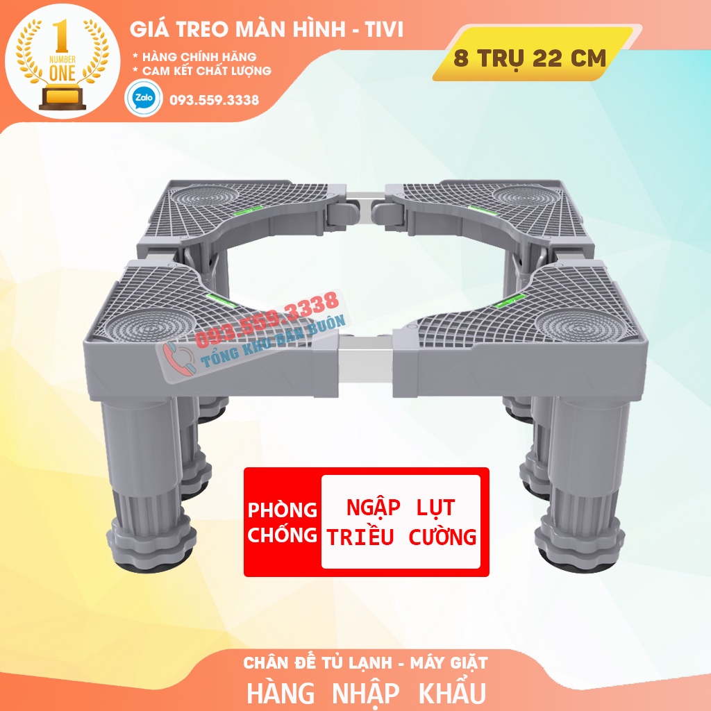 [ Hàng Cao Cấp ] Chân đế Máy Giặt - Tủ lạnh ErgoTek MG8T22CM / Chân Kệ Kê Máy 8 trụ đứng Cao 22 Cm Giặt Phòng Ngập Lụt