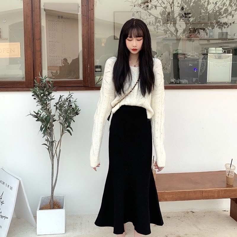 Chân váy đuôi cá midi dáng dài ôm body chất Umi hàn co dãn cao cấp Cotonfio