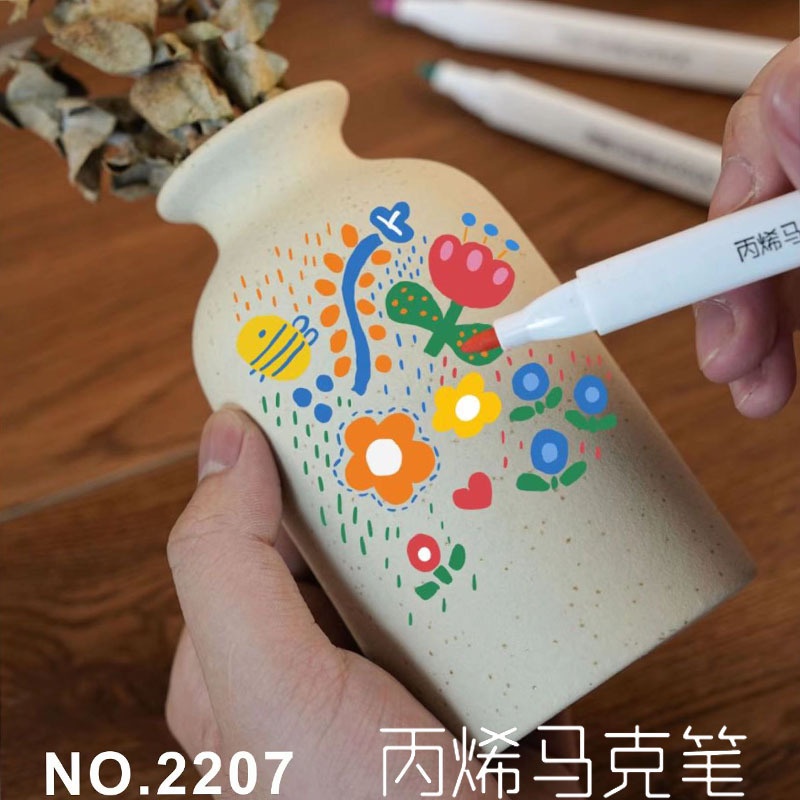 Set 12 Bút Lông Màu Sắc Graffiti Bằng Acrylic Chống Thấm Nước Dành Cho Trẻ Em