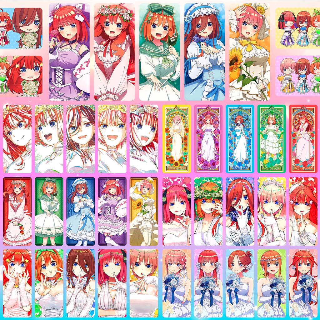 Bộ 5 bookmark NHÀ CÓ 5 NÀNG DÂU - Chủ đề công chúa, váy cưới nhiều mẫu - GOTOUBUN NO HANAYOME -  bookmark anime manga