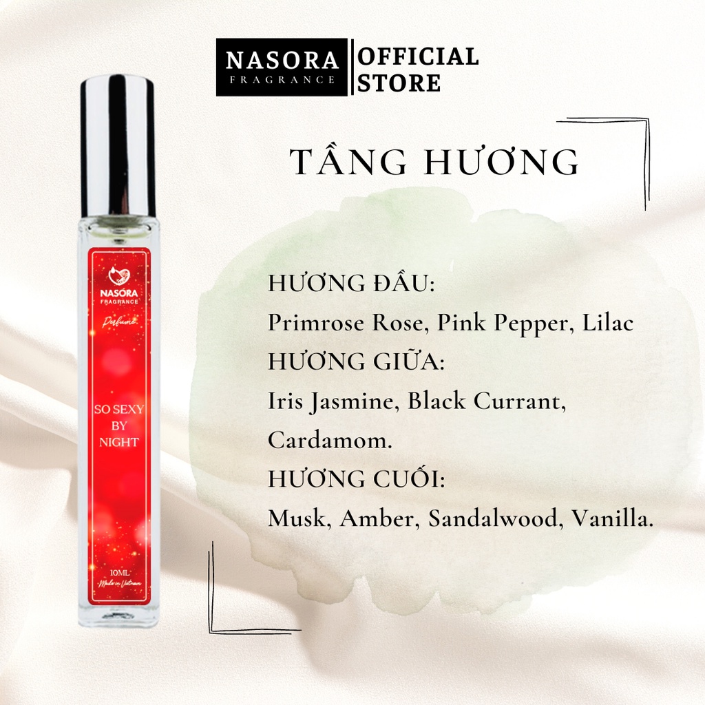 Tinh Dầu Nước Hoa Nữ NASORA SO SEXY BY NIGHT Premium Hương Thơm Thu Hút, Quyến Rũ, Gợi Cảm Chai Xịt 10ML