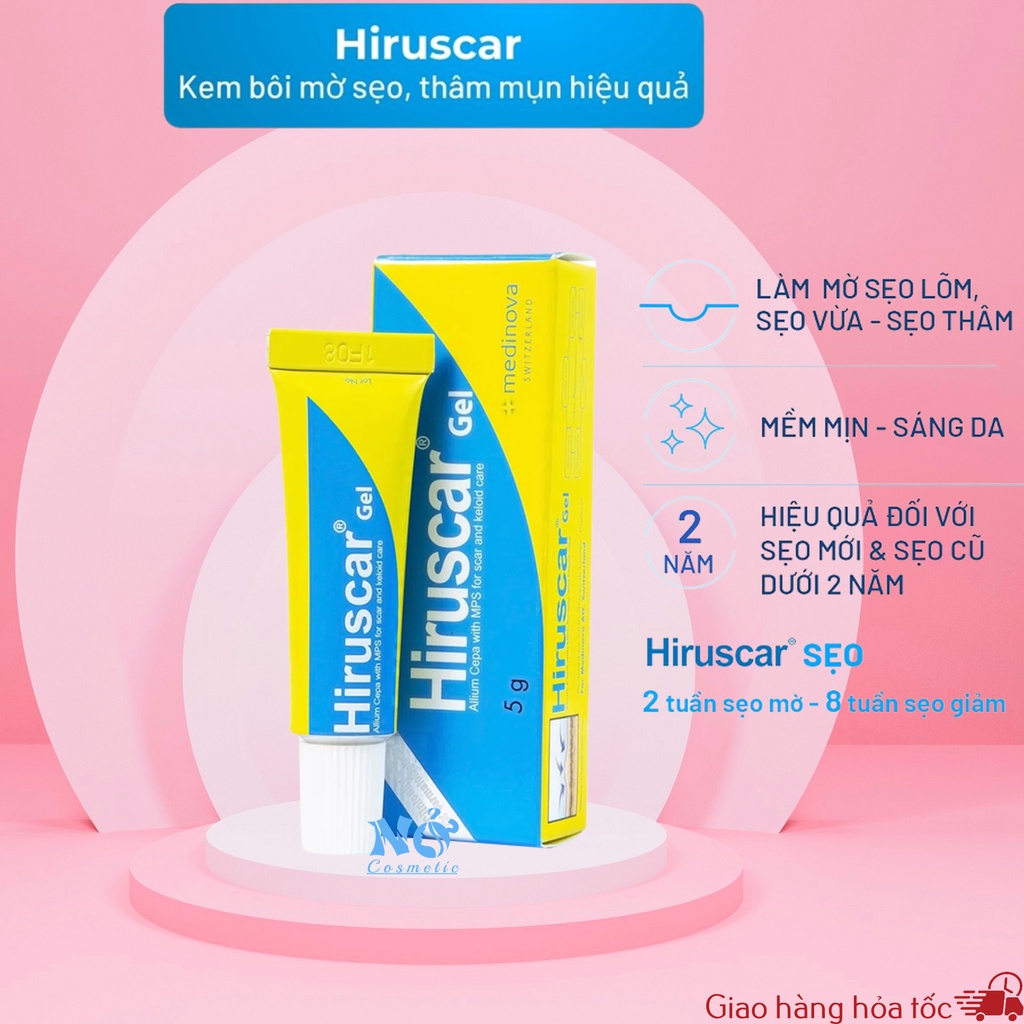 Gel cải thiện sẹo vừa, sẹo nhỏ, sẹo lõm Hiruscar gel DATE MỚI NHẤT 5g