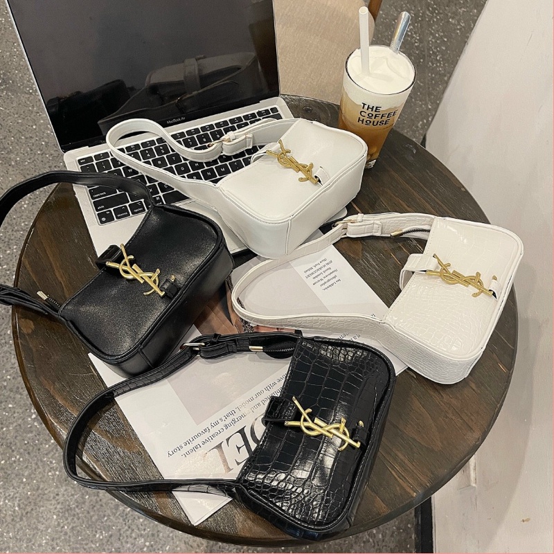 Túi Xách Nữ Túi kẹp Nách Y.S.L Dáng Basic 2 Chất Da, Da Trơn & Vân Rắn Hợp Thời Trang h52