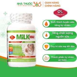 Viên Uống Lợi Sữa Olympian labs Milk Max Breastfeeding Support Duy Trì Nguồn Sữa Mẹ 30 Viên
