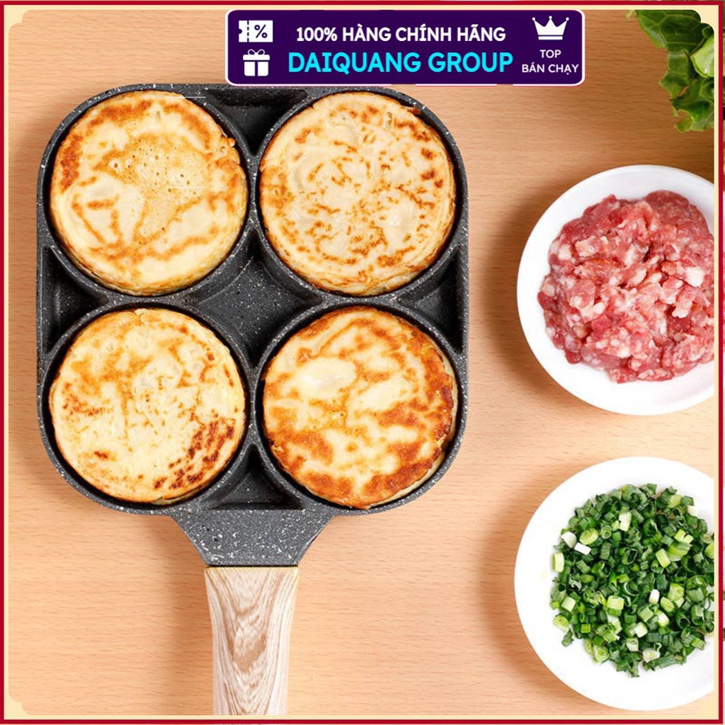 Chảo Chống Dính Chiên Trứng 4 NgănDAIQUANGGROUPChảo Làm Bánh 4 Ngăn, Vân Đá Phù Hợp Với Mọi Loại bếp