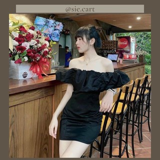 Đầm Body Trễ Vai Bèo Phồng Ngực