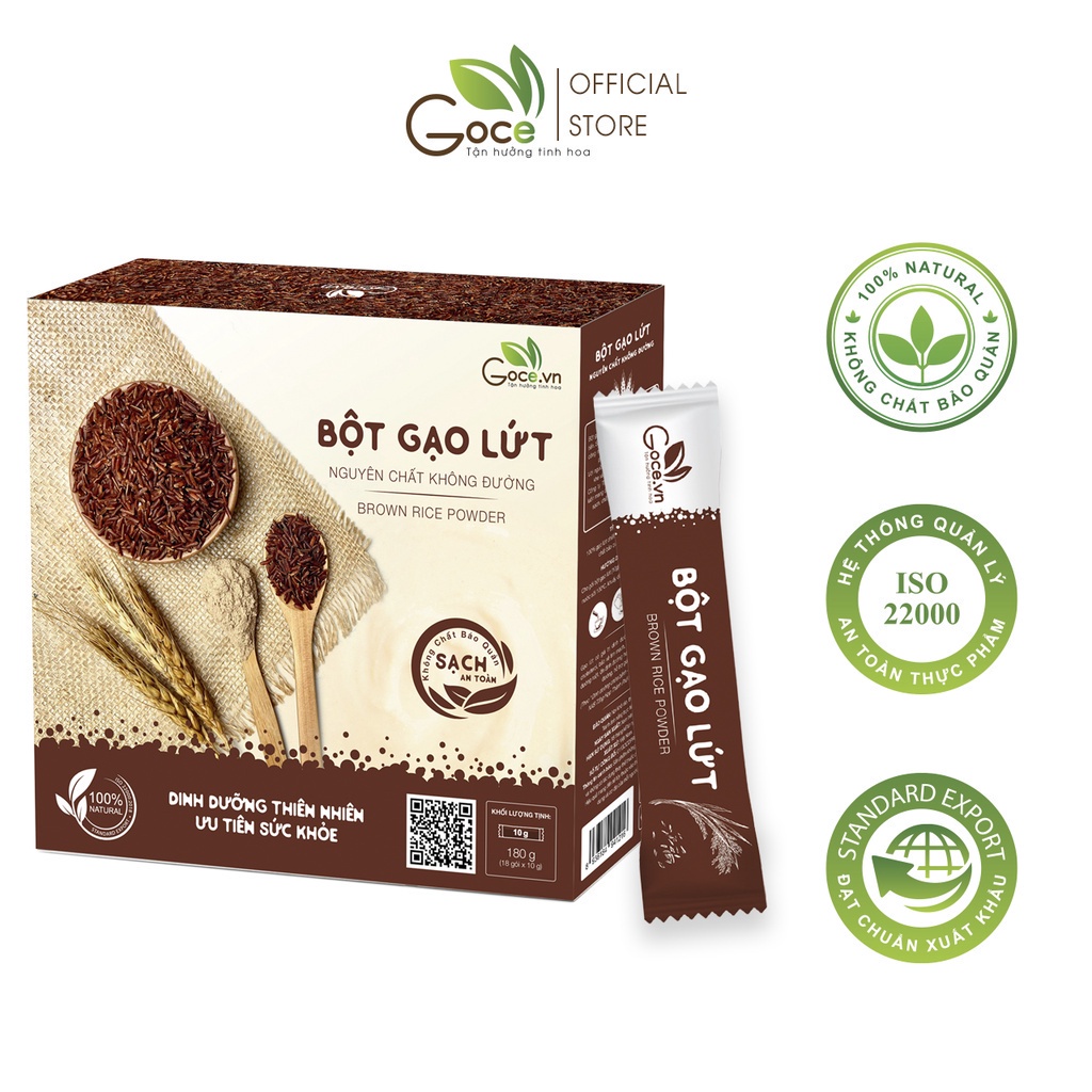 Bột gạo lứt nguyên chất GOCE - 180g (18 gói x 10g)