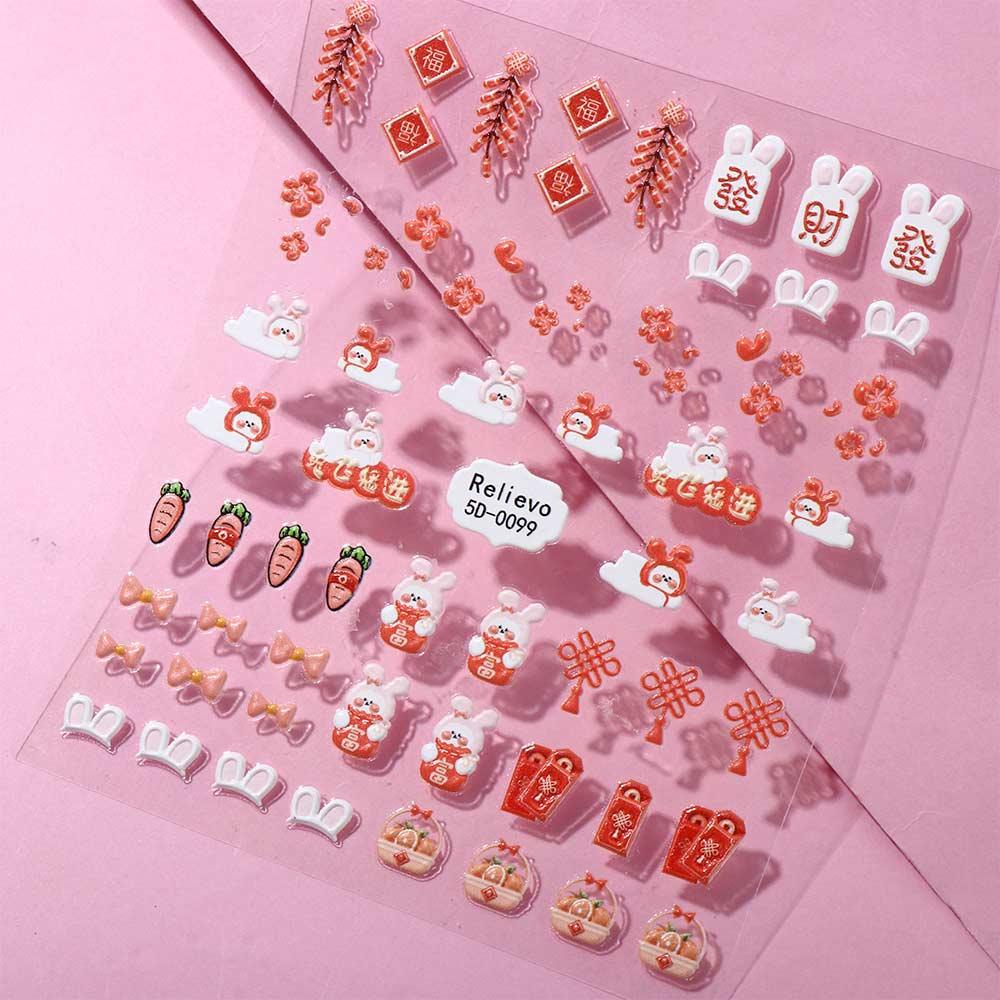 Miếng Dán Trang Trí Móng Tay Hình Cà Rốt / Động Vật Phong Cách Trung Hoa Thời Trang