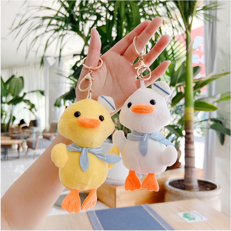 Móc khóa gấu bông hình Vịt thủy thủ độc đáo treo balo xinh xỉu trang trí túi xách dễ thương, Quà tặng bạn bè người thân