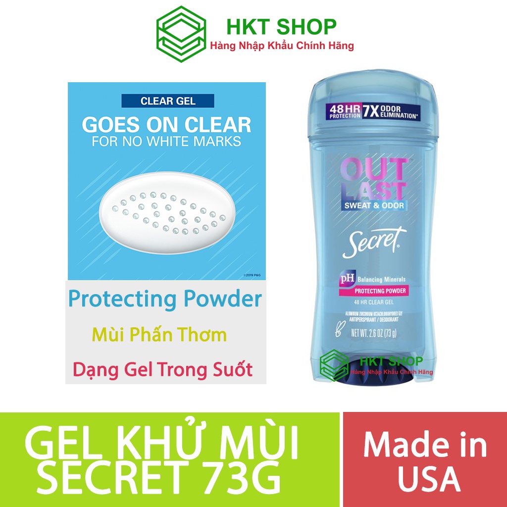 Lăn khử mùi Secret Sweat &amp; Odor Protecting Powder Clear Gel 73g - HKT Shop