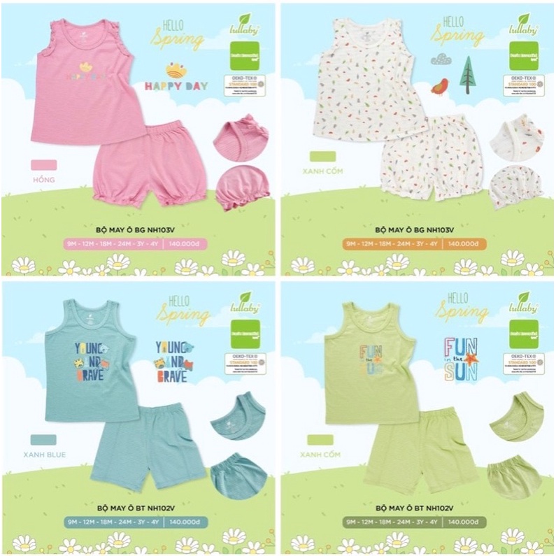 Bộ Ba Lỗ cotton cao cấp Bé Trai/ Bé Gái Lullaby  2023 NH102V-NH103V