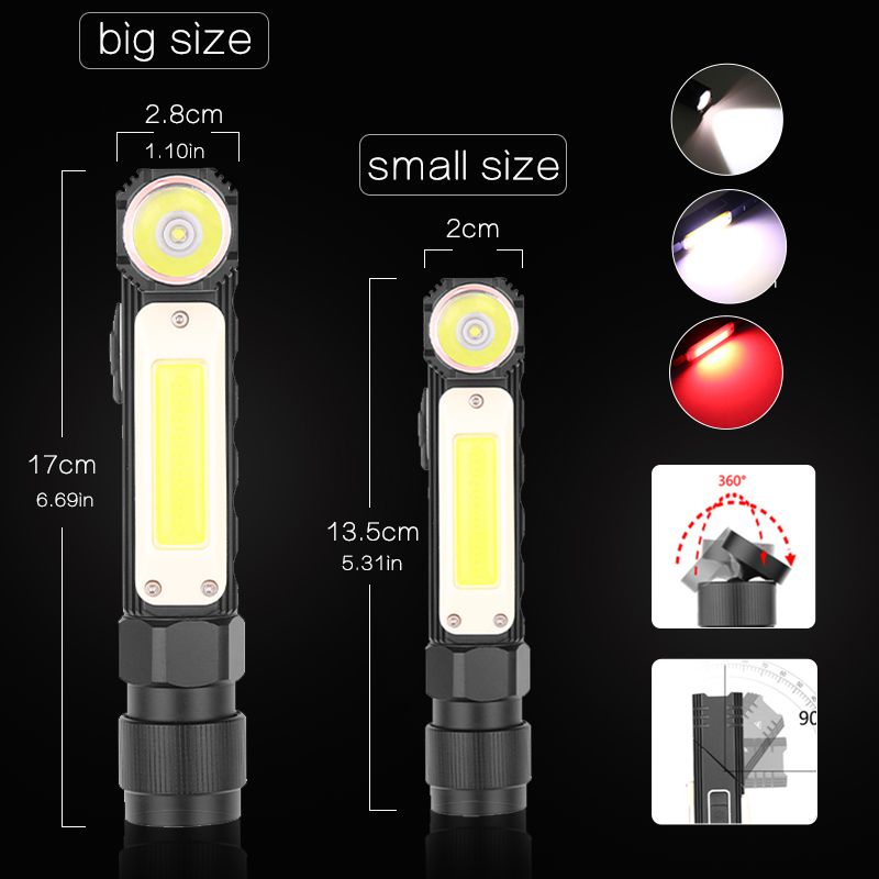 Đèn LED COB Nam Châm Siêu Sáng Chống Thấm Nước Sạc USB Xoay 90 Độ Chuyên Dụng
