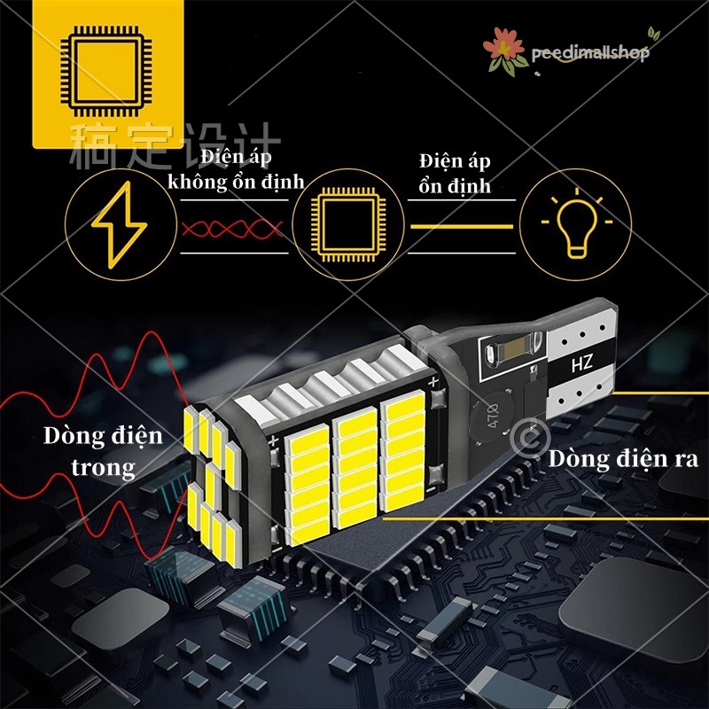 Bóng Đèn Lùi Ô Tô T15 45 SMD 4014 Đèn Phanh Xe Hơi Đèn LED Xi Nhan Siêu Sáng Gắn Đuôi Xe Hơi Xe Máy