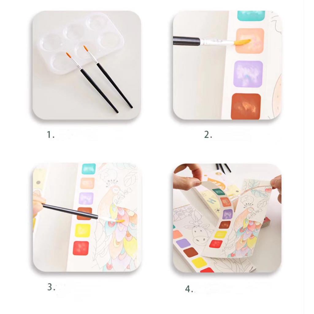 Sách Tô Màu Nước Hoạt Hình Graffiti Sáng Tạo Cho Bé