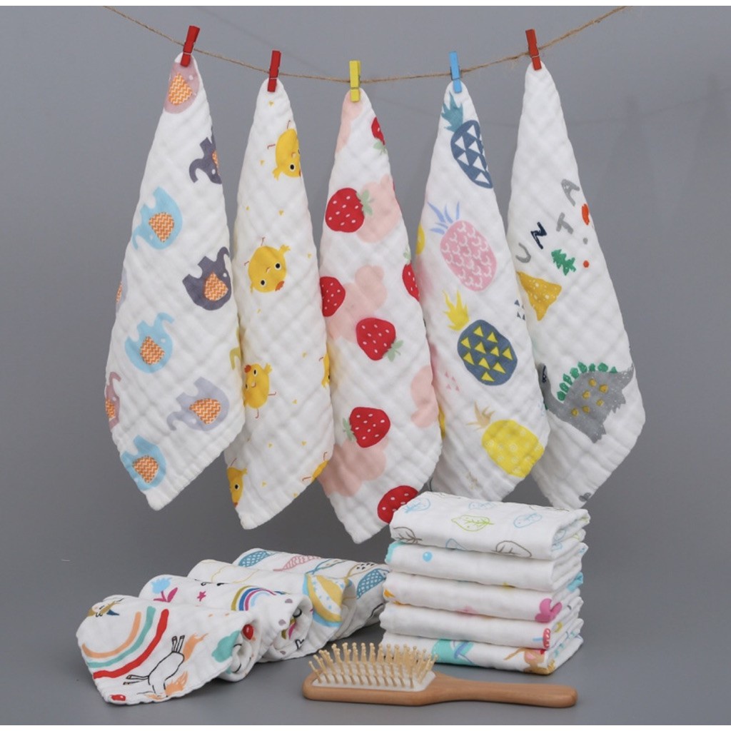 Set 5 Khăn sữa Aden nhăn 6 lớp dầy đẹp cho bé
