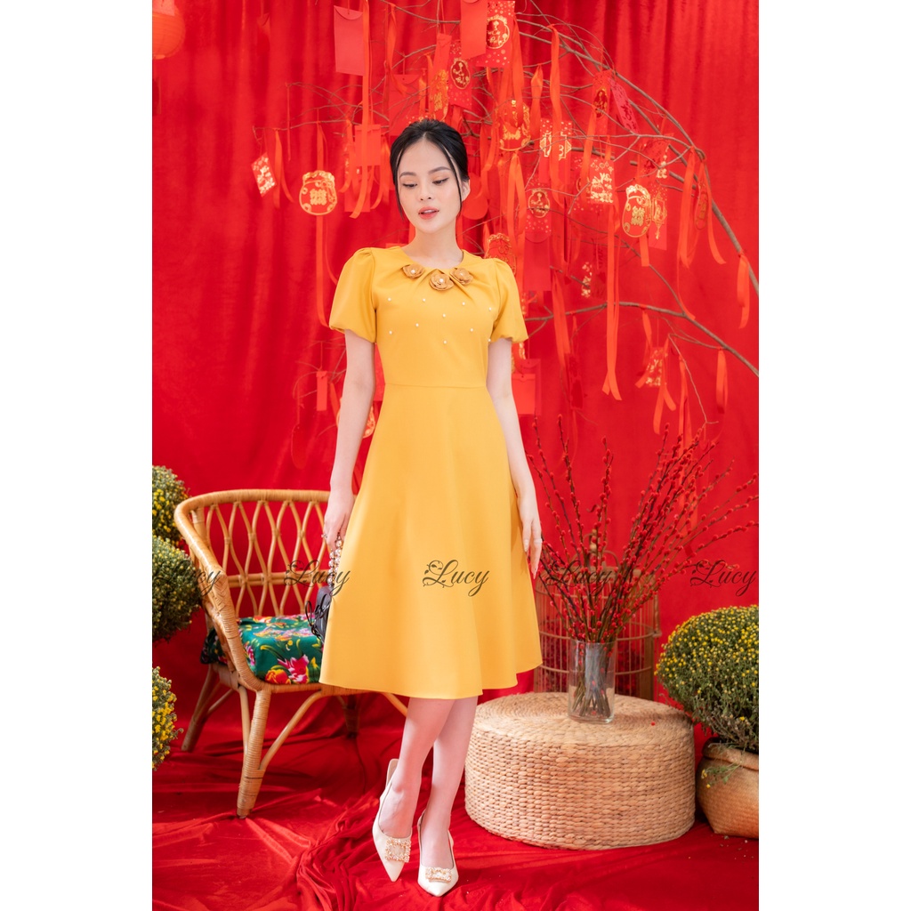 Đầm xoè Ruby 7430 tiểu thư phối hoa váy Lucy