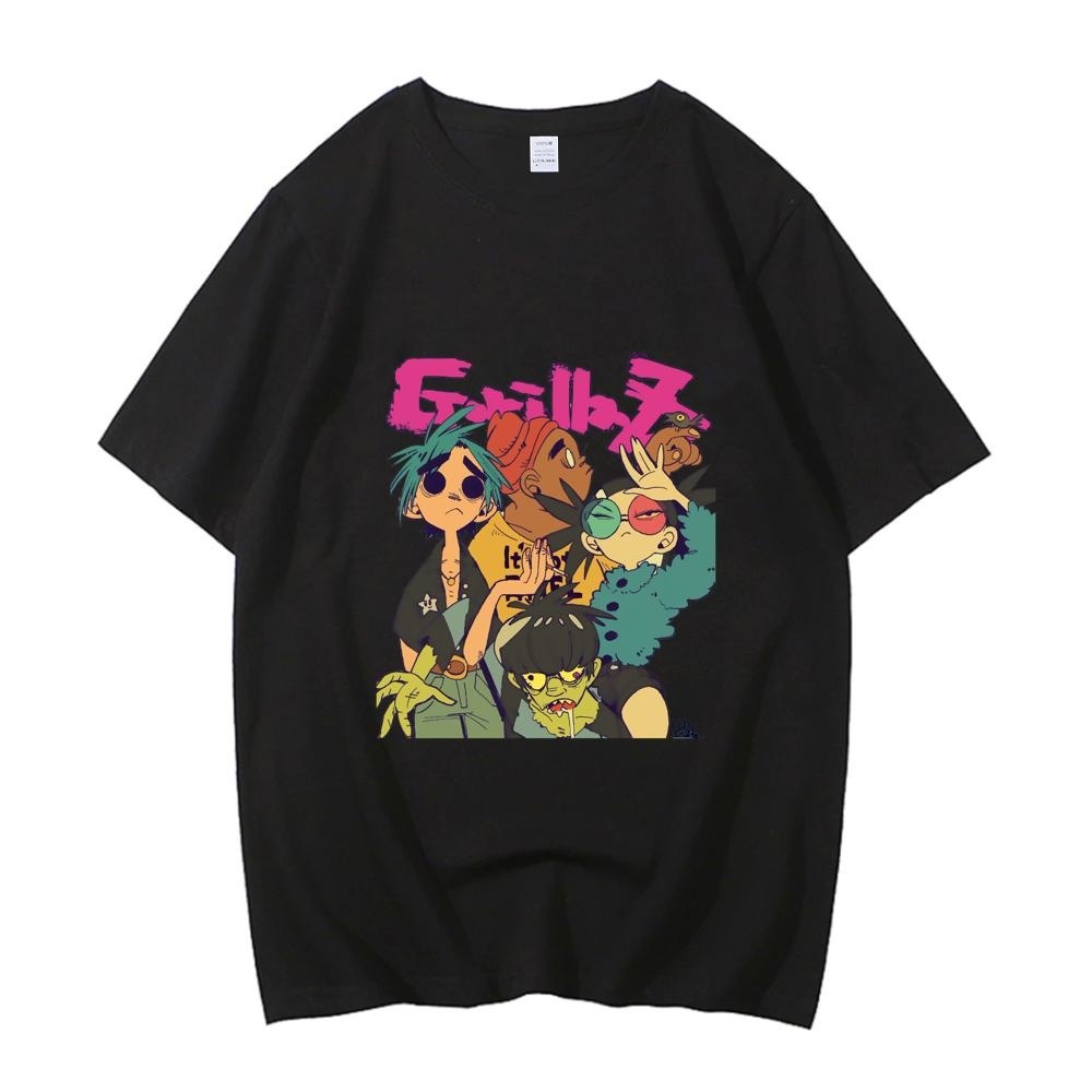 Áo Thun Cotton unisex In Hình gorillaz Phong Cách Nhật Bản