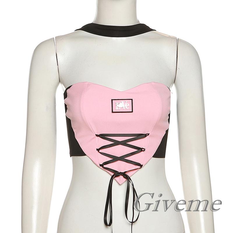 Áo Croptop Không Tay In Chữ Thời Trang Cho Nữ