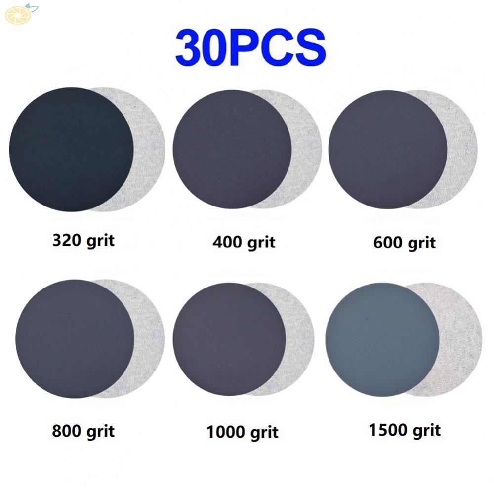 【VARSTR】UK 30Pcs Hook &amp; Loop 3 Inch Sanding Discs 75mm Wet/Dry Sandpaper 320-1500 Grit