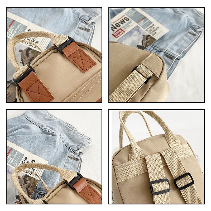 MISCHA Ba Lô Du Lịch mini Bằng Vải canvas Phối Màu Tương Phản Hợp Thời Trang