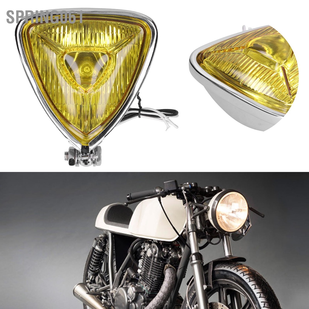 Ống kính màu vàng hình tam giác đèn pha xe máy 12V 55W M10 Cho Xe Mô Tô 【Spring061】