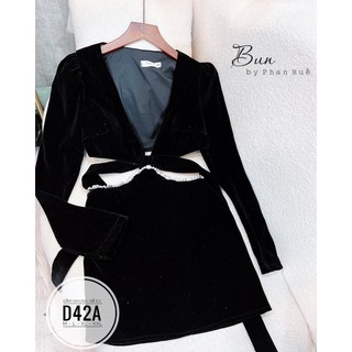 Bigsize Đầm nhung hở eo D42A