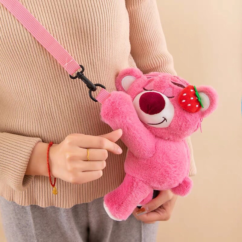 Túi đeo chéo gấu dâu hồng lotso xinh xắn dễ thương cho nữ đẹp hot trend hàn quốc De Perier