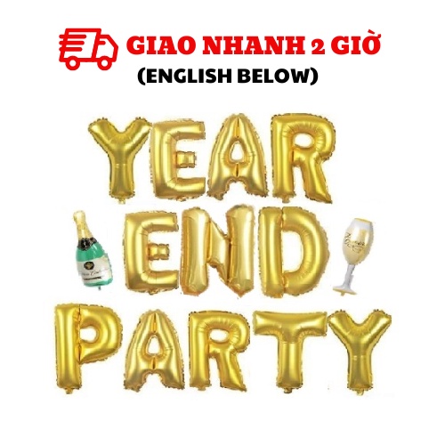 Bộ bóng trang trí tiệc Year End Party nhiều màu yept25