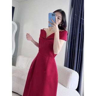 MEET - Đầm Tafta Viền Vai Midi