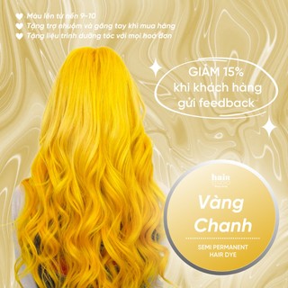 (Tặng Bodymist) Combo thuốc nhuộm tóc màu vàng chanh (kèm trợ dưỡng, găng tay)