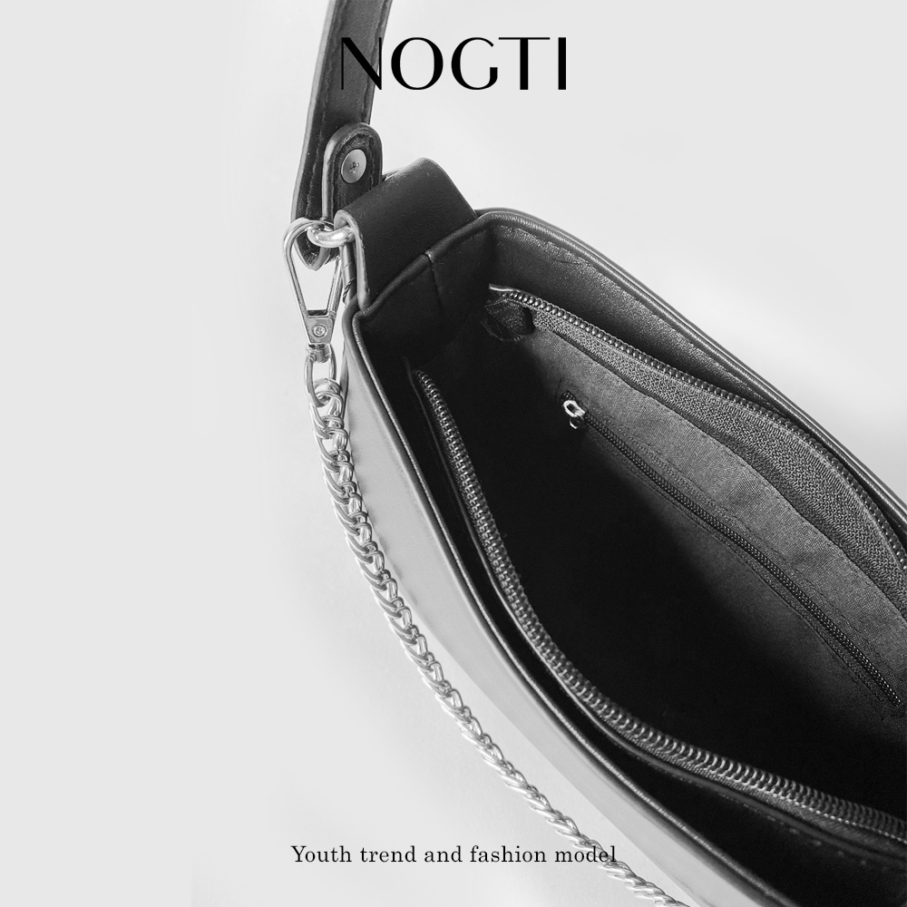 Túi Xách Nữ NOGTI Da Trơn Màu Đen, Trắng Đeo Chéo Cắp Nách Cầm Tay Quai Da Quai Xích Thời Trang Phong Cách Hàn Quốc