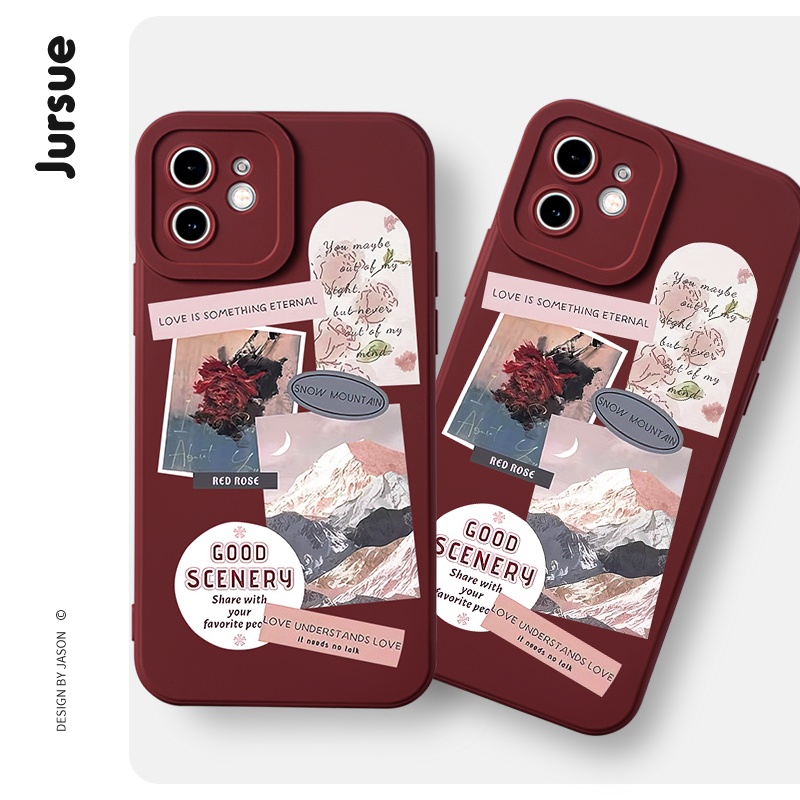 Ốp lưng JURSUE dễ thương đẹp độc lạ vintage mềm Cho iPhone 14 13 12 11 Pro Max SE 2020 X XR XS 8 7 ip 6S 6 Plus kute XYH1141