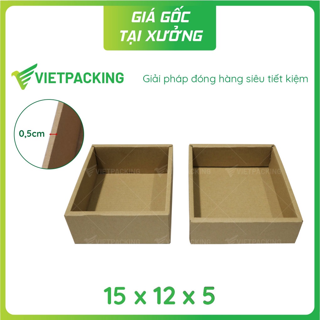 15x12x5 - 25 hộp carton nắp rời, hộp âm dương đựng ví da, bóp da nam, dây nịt, phụ kiện V1083