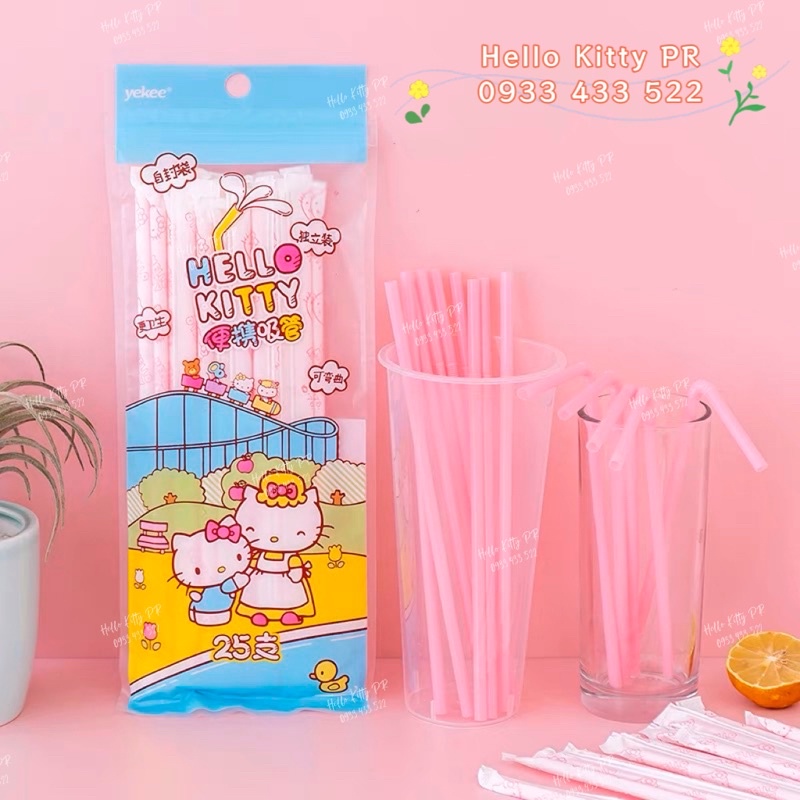 Ống hút màu hồng Hello Kitty
