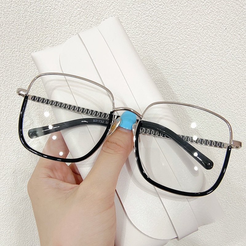 Mắt Kính Gọng Vuông Kim Loại Chống Ánh Sáng Xanh Thời Trang Mới Cho Nữ