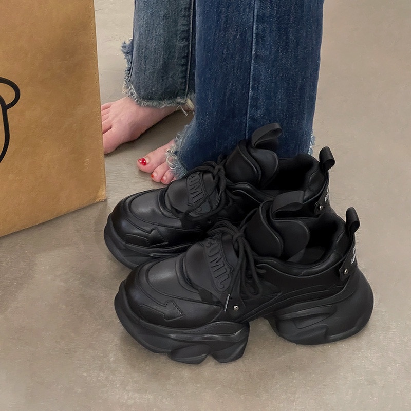 Giày thể thao sneaker nữ độn đế 4 phân mũi tròn hàng sẵn hàng quảng châu