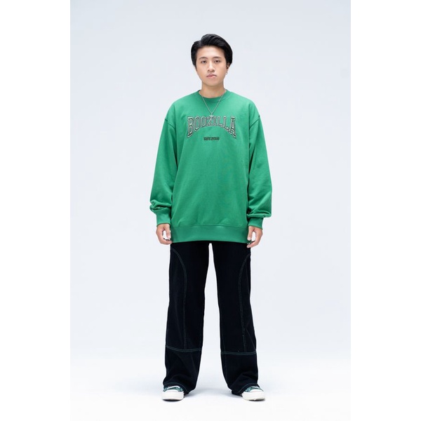 Áo Nỉ Không Mũ Unisex BOO Dáng Oversize Thêu Logo BZL