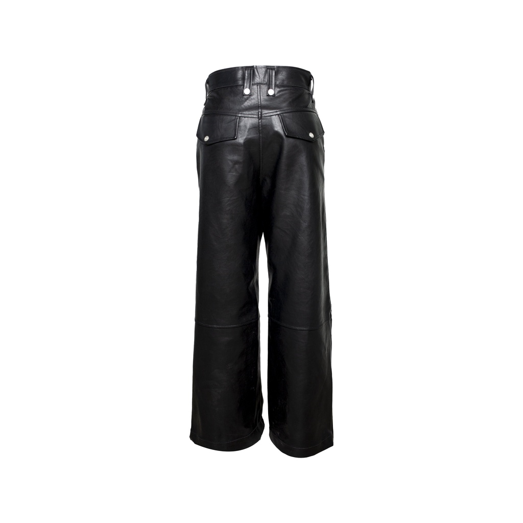 Quần da Snazzy unisex nam nữ suông ống rộng phong cách LEATHER TROUSER
