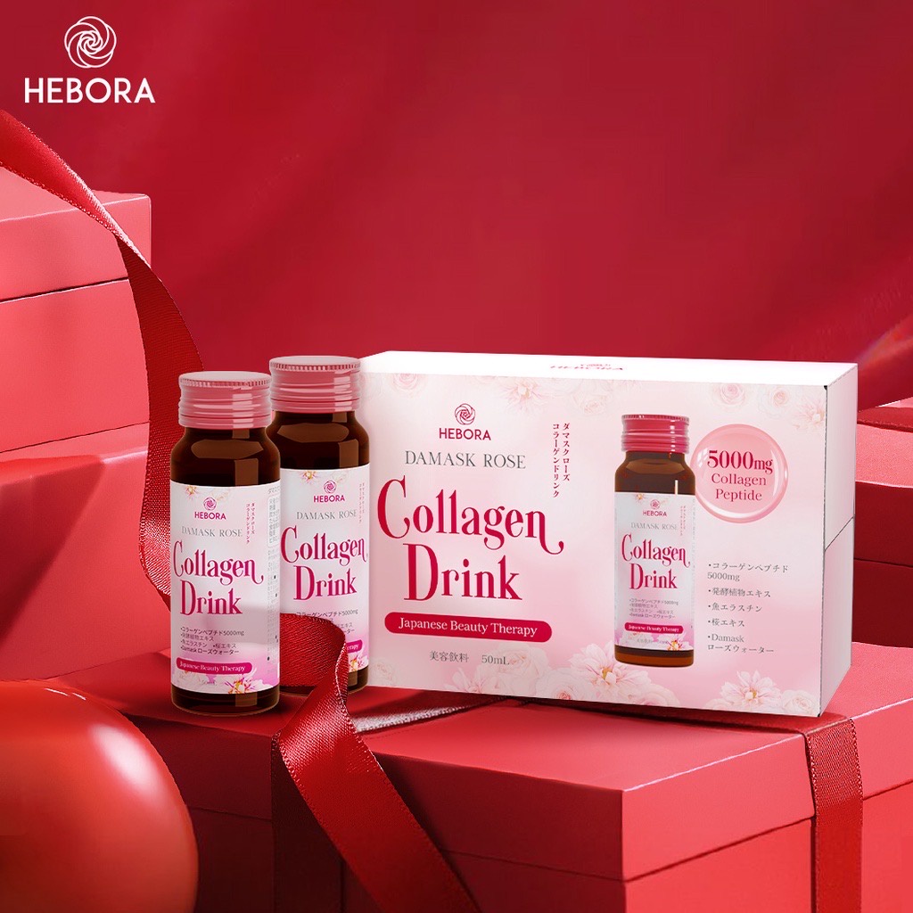 Nước Uống Hebora Collagen Drink Nhật Bản Hộp 10 Chai - Giúp Da Khoẻ Đẹp -Căng Bóng