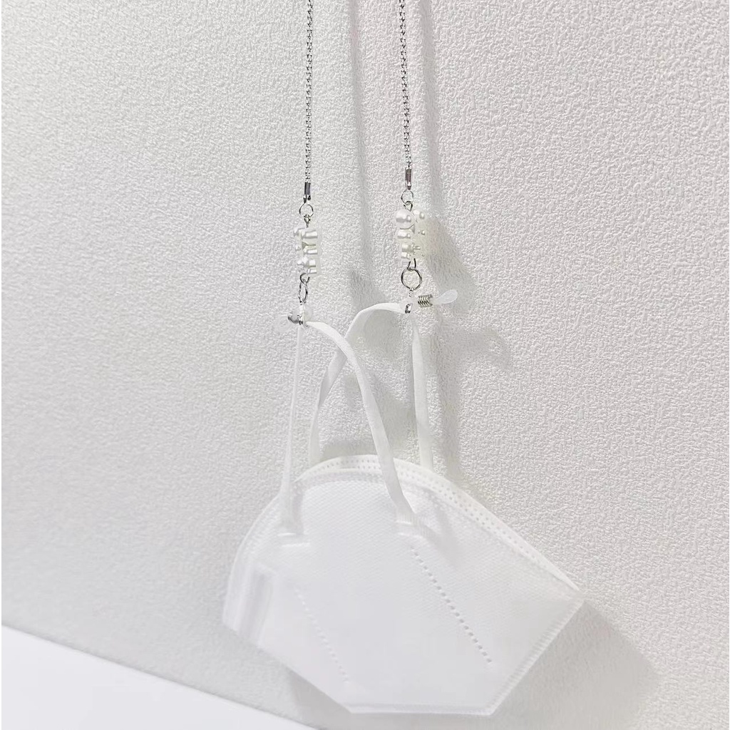 Dây Đeo Mắt Kính Bằng Hợp Kim Bạc Hình Gấu Trắng Hoạt Hình Phong Cách Hàn Quốc Đơn Giản