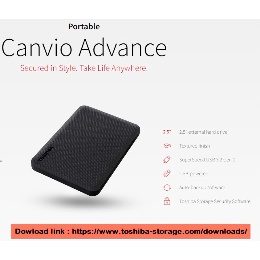 Ổ cứng di động HDD Toshiba Canvio Advance 1TB - Tặng túi chống sốc chính hãng | BigBuy360 - bigbuy360.vn