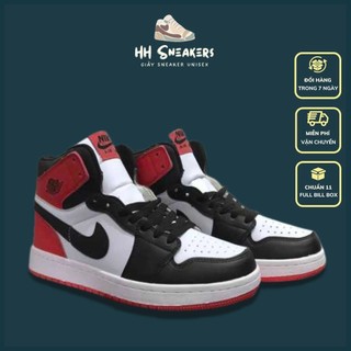 Giày thể thao nam nữ Jordan cổ cao màu đỏ đen cao cấp - Giày Jordan cao cổ nam nữ màu hot 2022 Full Box