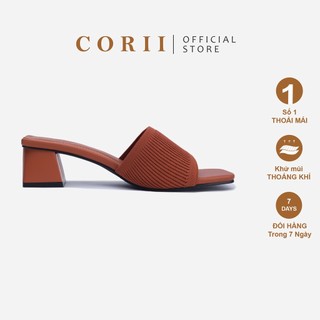 CORII - Dép Guốc Cao Gót Quai Ngang Mũi Vuông Thời Trang và Thoải Mái Nhất - CR0102 Nâu