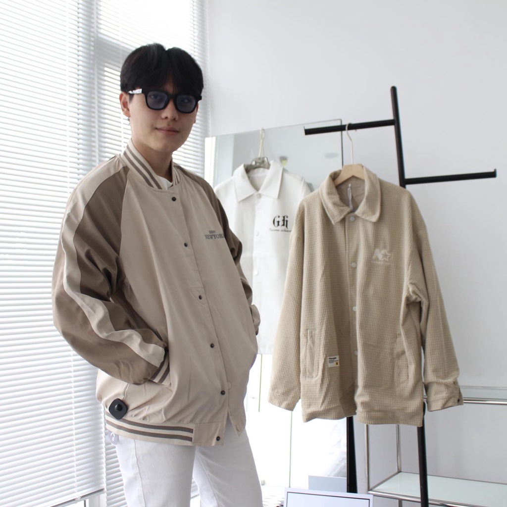 Áo khoác bóng chày nam nữ varsity kaki chất lì TheSix H3613