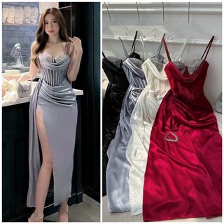 ĐẦM DẠ HỘI BODY XẺ ĐÙI NGỰC PHỐI KIM TUYẾN CAO CẤP TẶNG KÈM HOA TAI THỜI TRANG