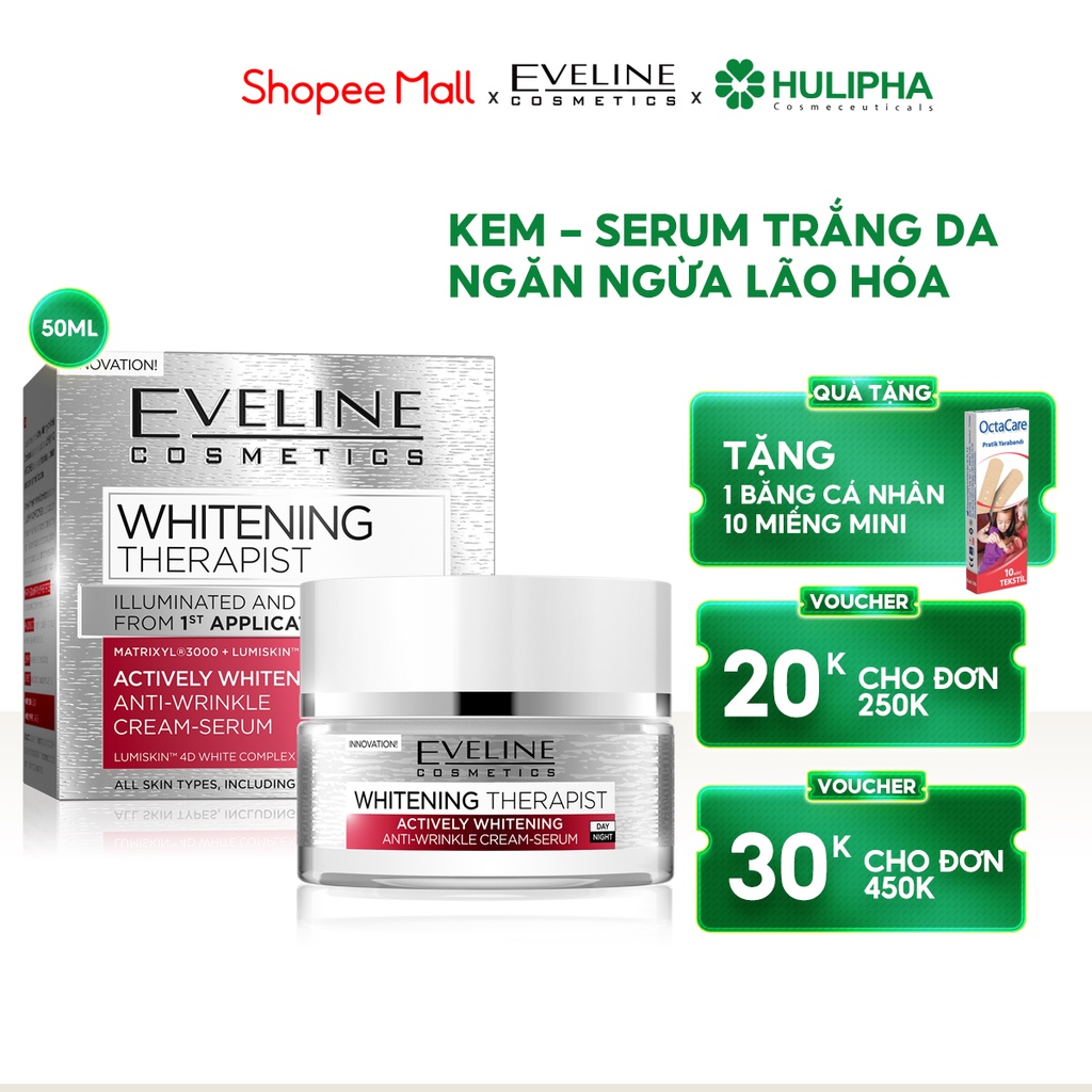 Kem Dưỡng Trắng Whitenning Therapist EVELINE, Giảm Sạm, Làm Sáng Và Trắng Da Hũ 50ml